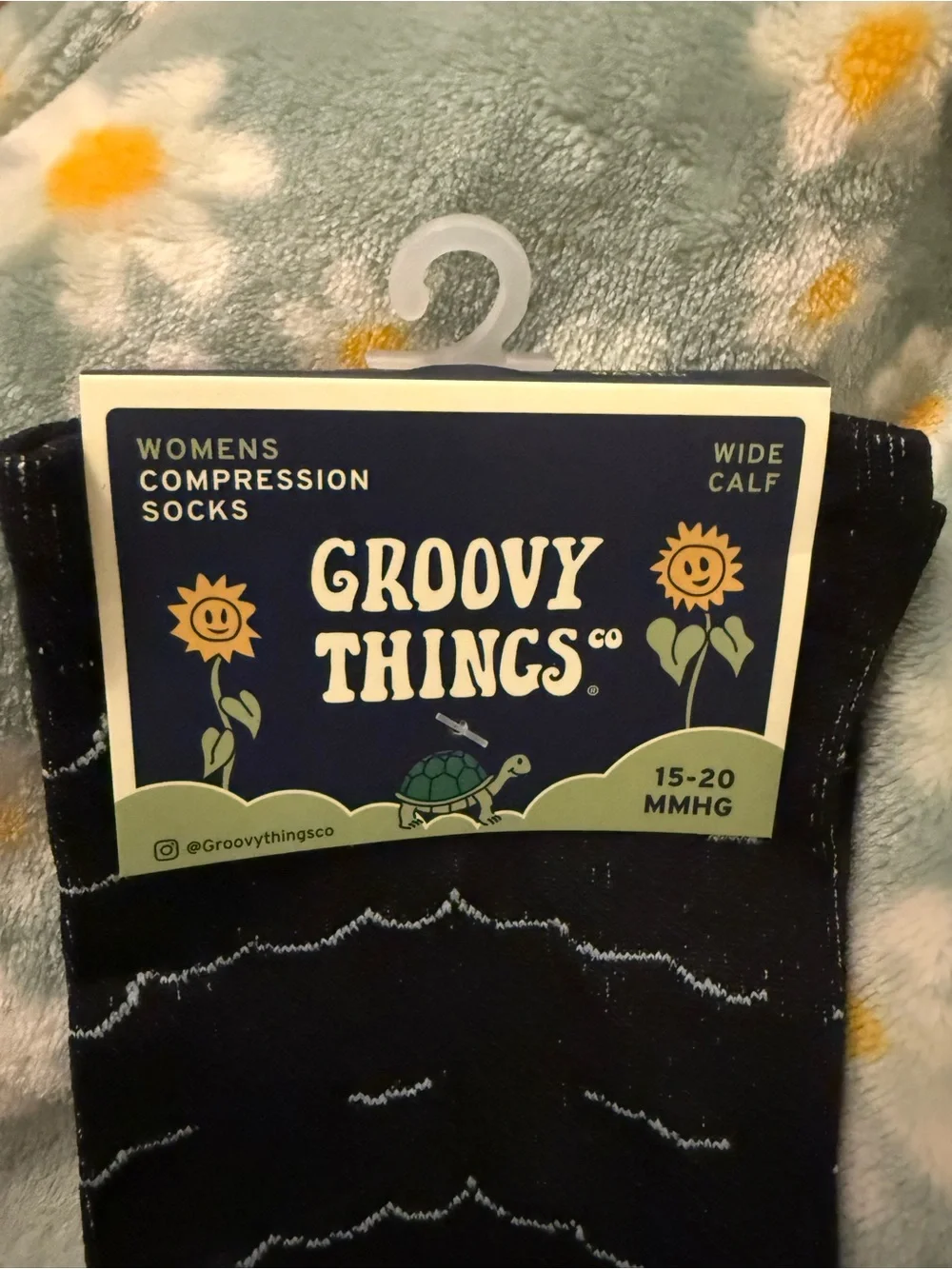 Groovy Things Black Blue ‘Surviving the Storm’ Wide Calf Compression Socks